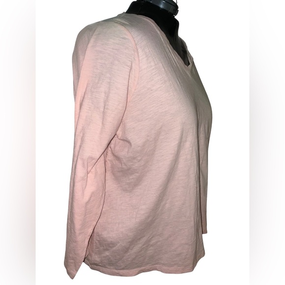 Eileen Fisher Soft Pink Long Sleeve V-Neck Top - Picture 8 of 8